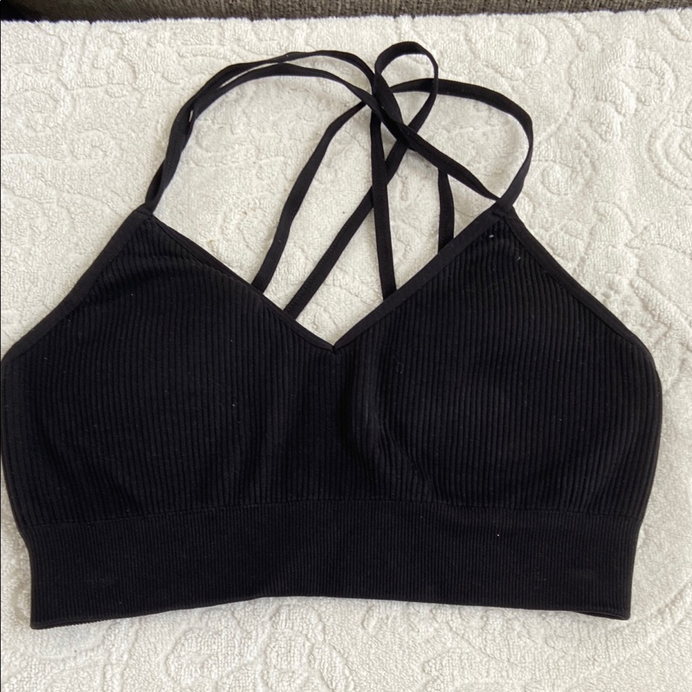AERIE Black Strappy Bralette NWOT